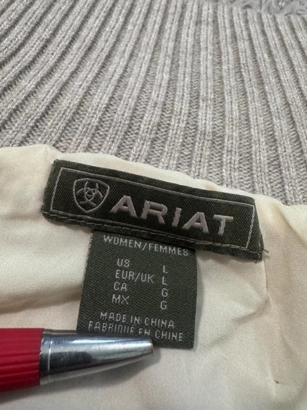 Ariat cable knit funnel neck neck Alamere sweater wool NWT beige M womens